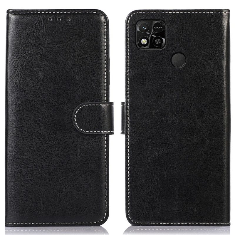 Custodia in pelle Xiaomi Redmi 10A Effetto Pelle Couture