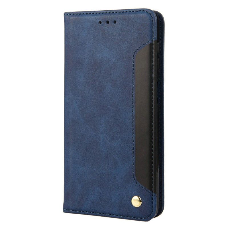 Folio Cover Xiaomi Redmi 10A Custodia in pelle Bicolore Con Rivetto