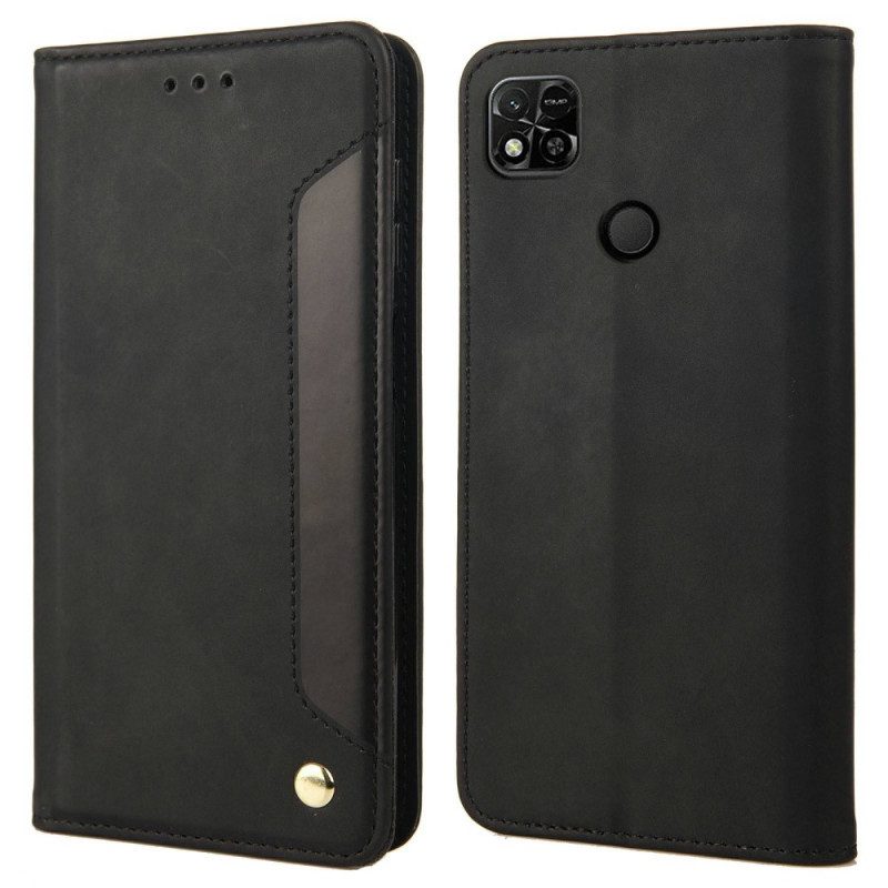 Folio Cover Xiaomi Redmi 10A Custodia in pelle Bicolore Con Rivetto