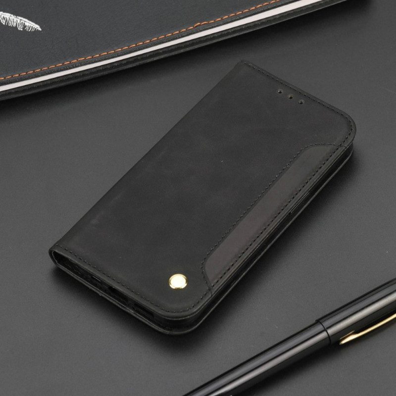 Folio Cover Xiaomi Redmi 10A Custodia in pelle Bicolore Con Rivetto