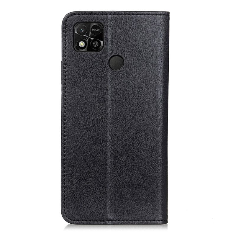 Folio Cover Xiaomi Redmi 10A Custodia in pelle Trama Di Cuoio Spaccato Di Litchi