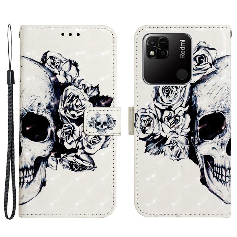 Folio Cover Xiaomi Redmi 10A Teschio Con Cinturino