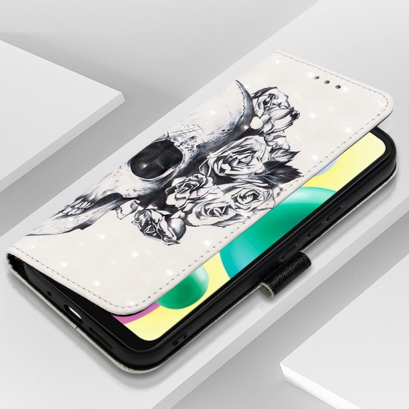 Folio Cover Xiaomi Redmi 10A Teschio Con Cinturino