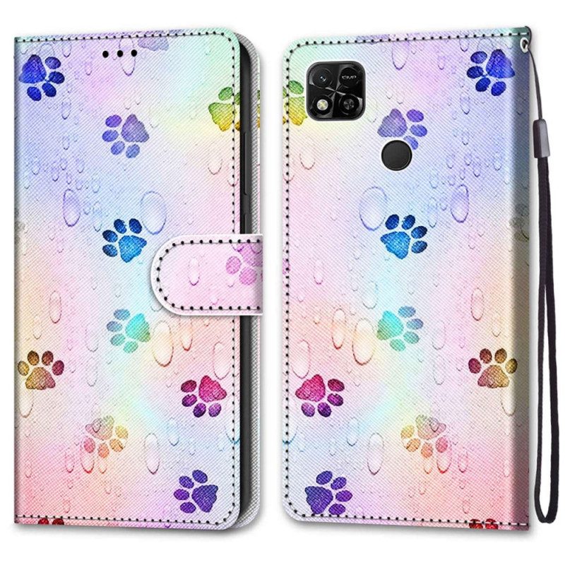 Folio Cover Xiaomi Redmi 10A Tracce Di Cani Strappy