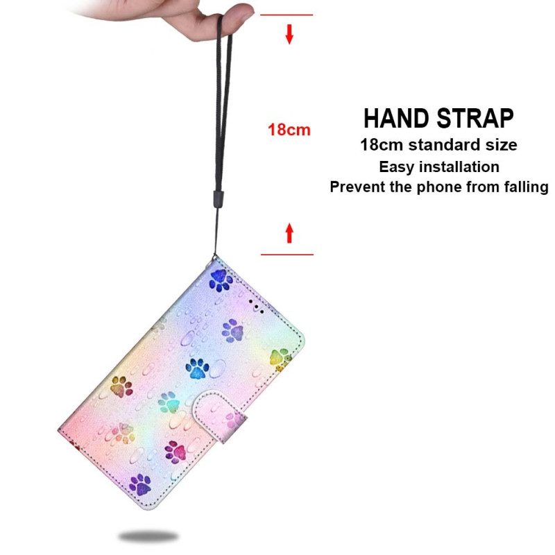 Folio Cover Xiaomi Redmi 10A Tracce Di Cani Strappy
