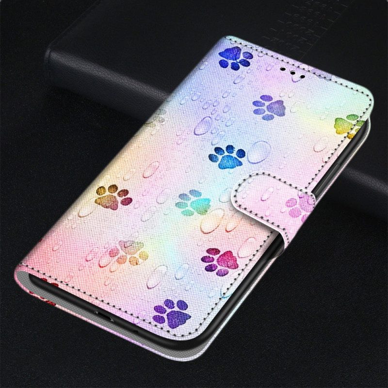 Folio Cover Xiaomi Redmi 10A Tracce Di Cani Strappy