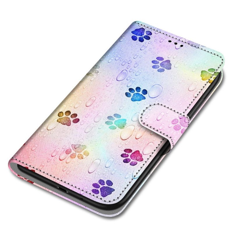 Folio Cover Xiaomi Redmi 10A Tracce Di Cani Strappy