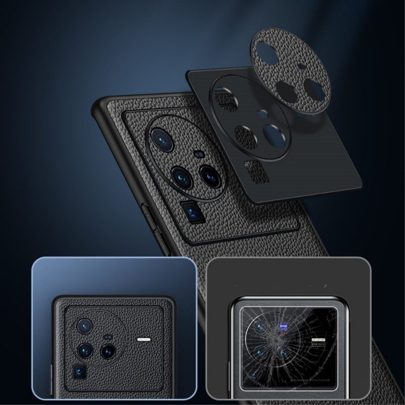 Cover Vivo X80 Pro Vera Pelle Di Litchi
