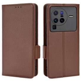 Custodia in pelle Vivo X80 Pro Folio Cover Flap Doppio Nuovi Colori