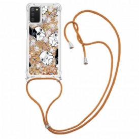 Cover Samsung Galaxy A03s Cani Con Coulisse Di Paillettes