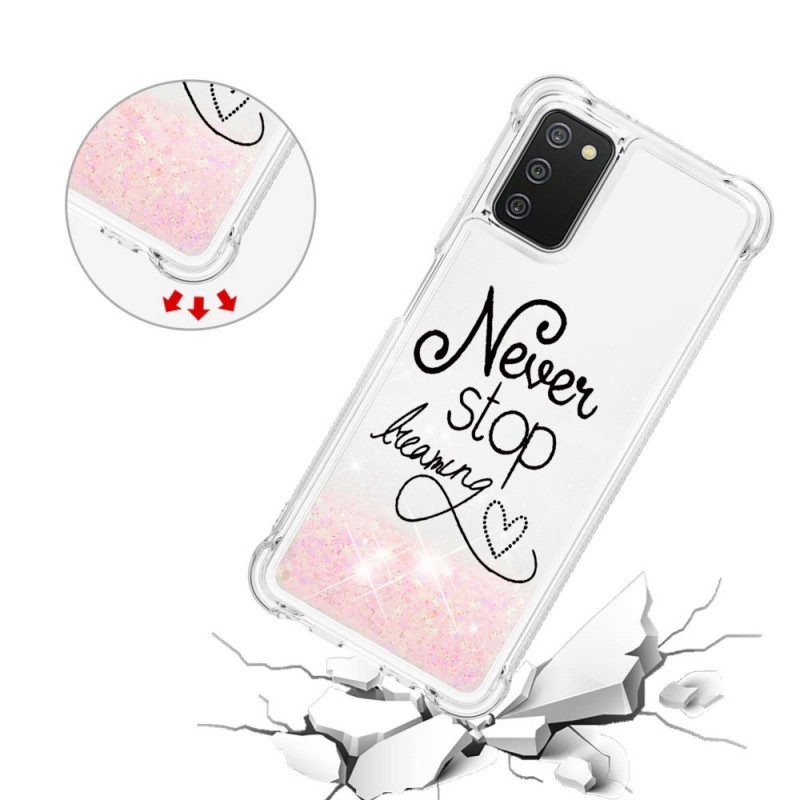 Cover Samsung Galaxy A03s Non Smettere Mai Di Sognare Glitter