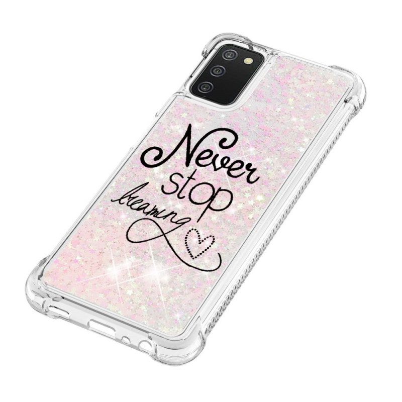 Cover Samsung Galaxy A03s Non Smettere Mai Di Sognare Glitter
