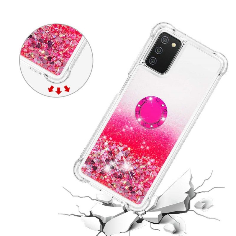 Cover Samsung Galaxy A03s Paillettes Con Supporto Ad Anello