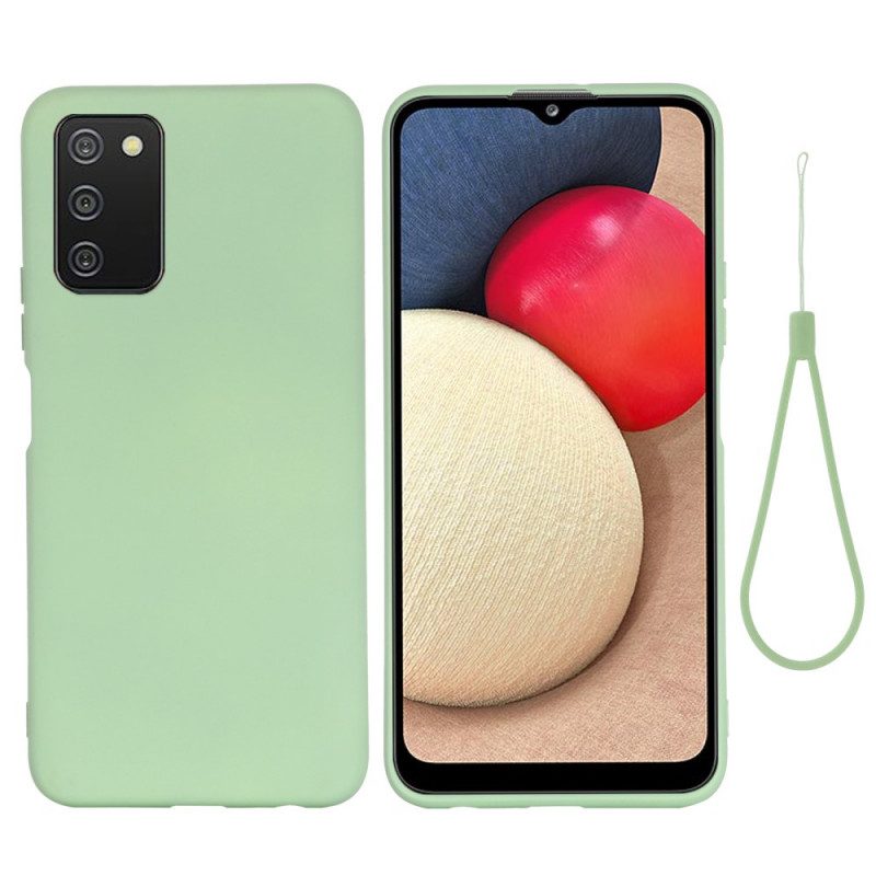 Cover Samsung Galaxy A03s Silicone Liquido Con Cordino