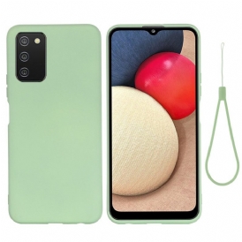 Cover Samsung Galaxy A03s Silicone Liquido Con Cordino