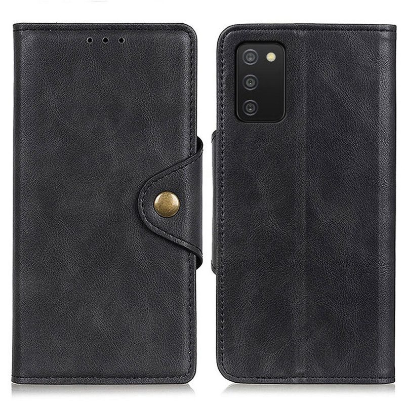 Custodia in pelle Samsung Galaxy A03s Bottone In Ecopelle