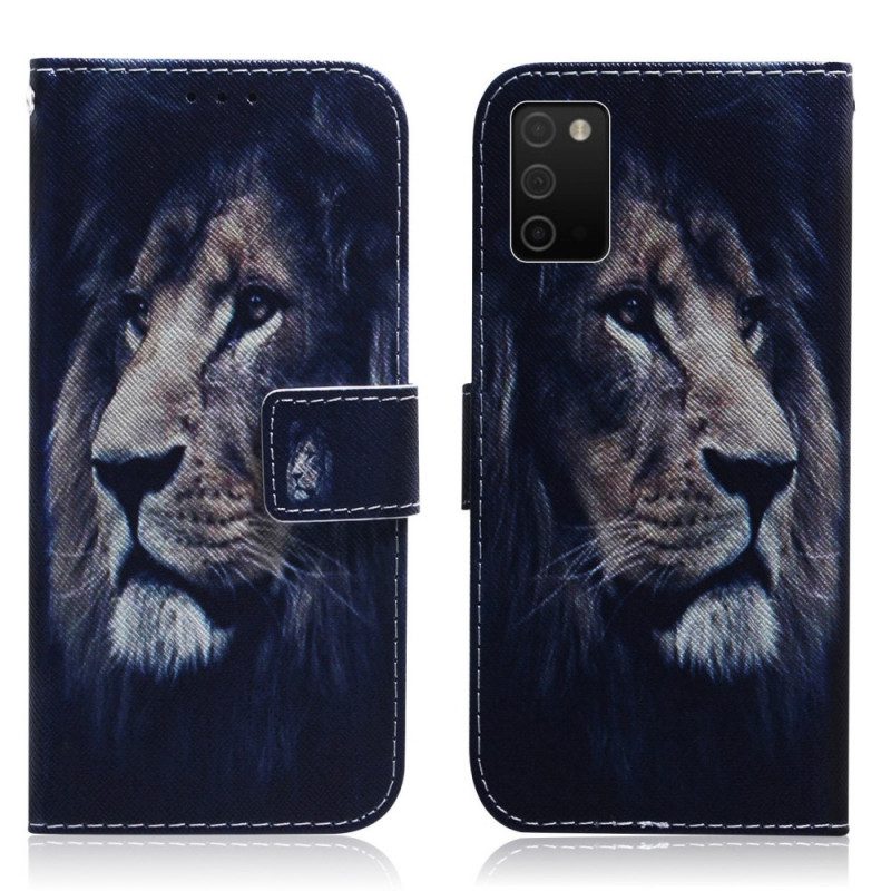 Custodia in pelle Samsung Galaxy A03s Leone Sognante