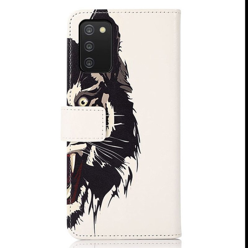Custodia in pelle Samsung Galaxy A03s Tigre Feroce
