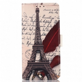 Custodia in pelle Samsung Galaxy A03s Torre Eiffel Del Poeta