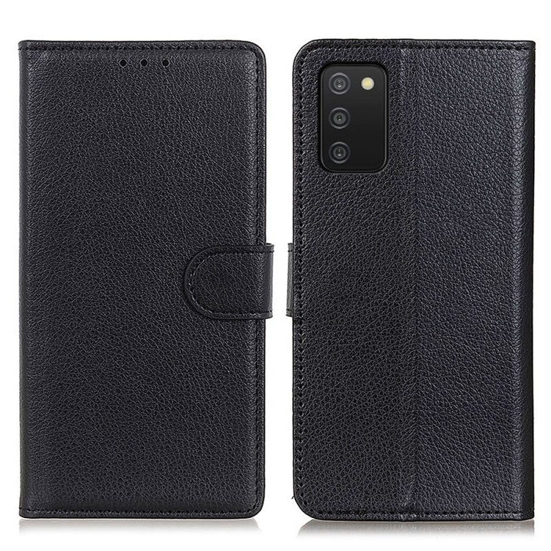 Custodia in pelle Samsung Galaxy A03s Trama Di Litchi