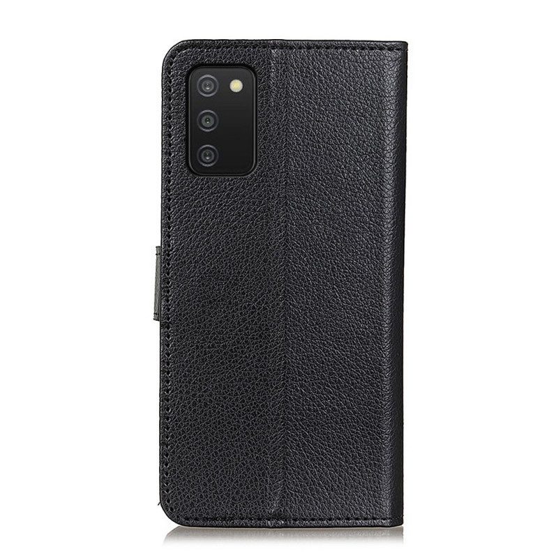 Custodia in pelle Samsung Galaxy A03s Trama Di Litchi
