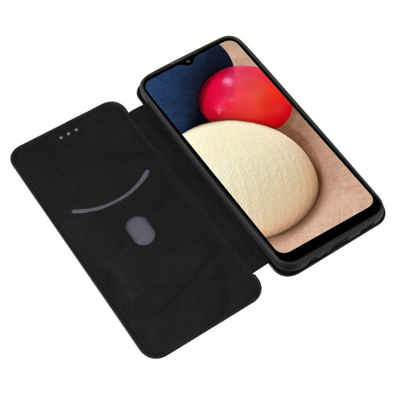 Folio Cover Samsung Galaxy A03s Custodia in pelle Fibra Di Carbonio