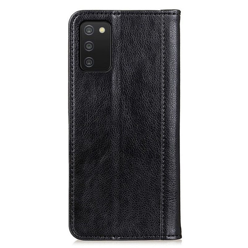 Folio Cover Samsung Galaxy A03s Custodia in pelle Litchi Business Crosta Di Cuoio