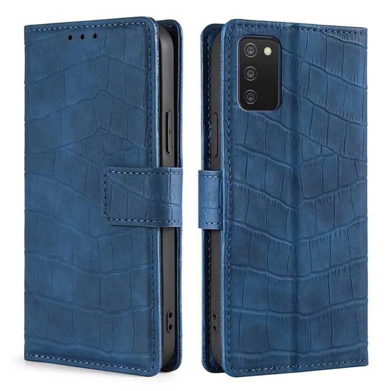 Folio Cover Samsung Galaxy A03s Effetto Pelle Di Coccodrillo