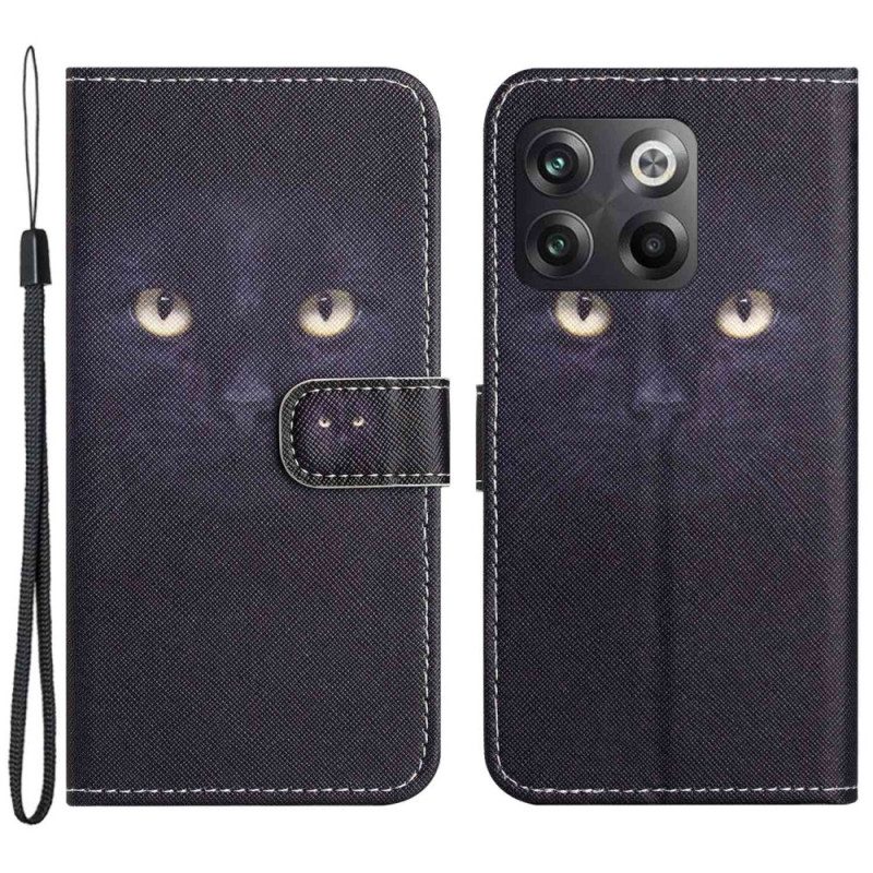 Custodia A Portafoglio OnePlus 10T 5G Gatto Nero Con Cinturino