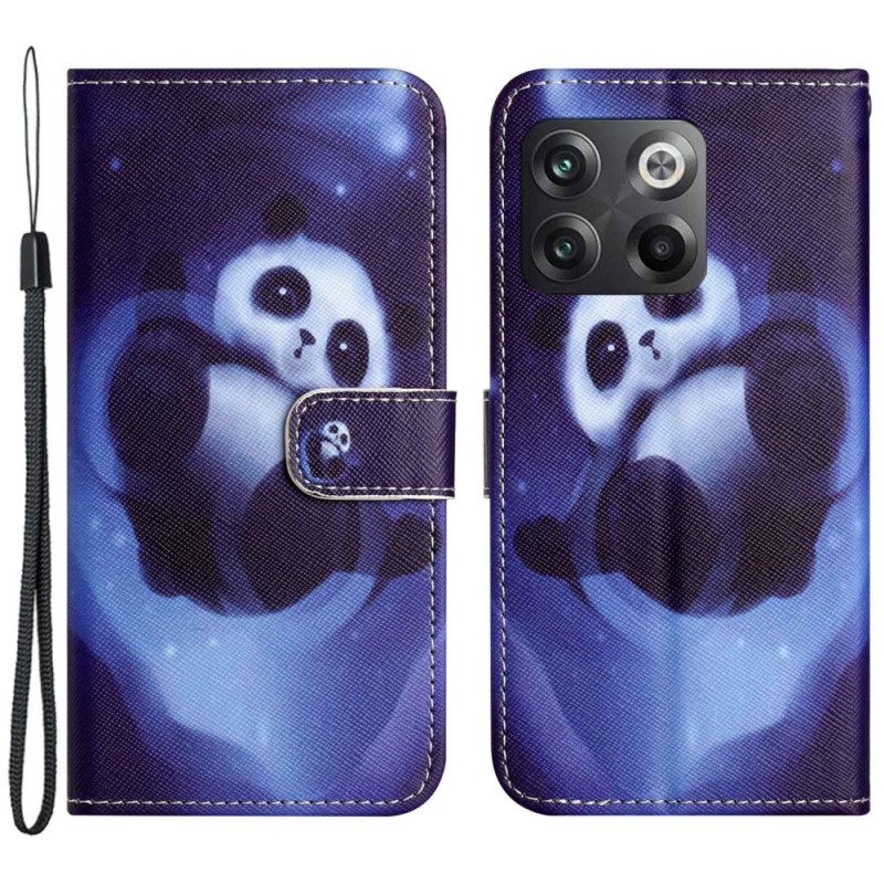 Custodia in pelle OnePlus 10T 5G Panda Spaziale Con Spalline