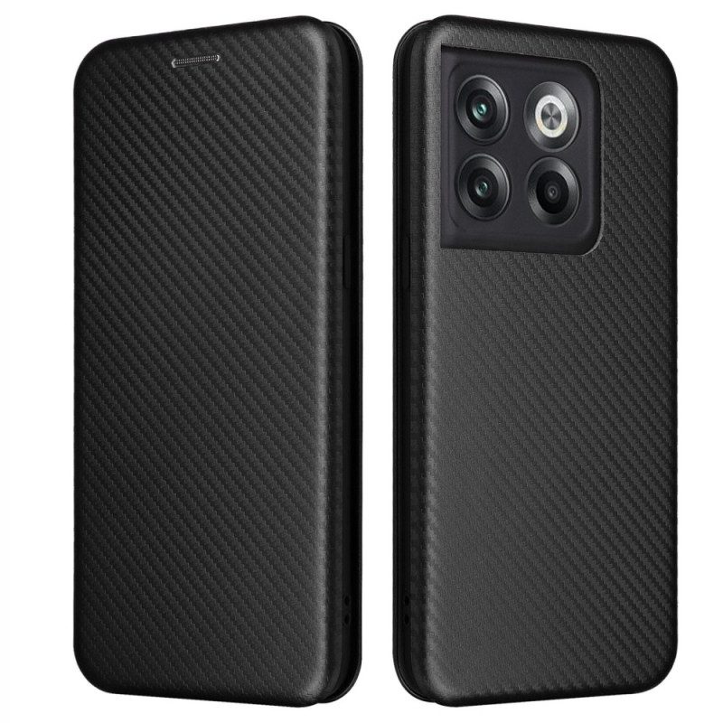 Folio Cover OnePlus 10T 5G Custodia in pelle Fibra Di Carbonio
