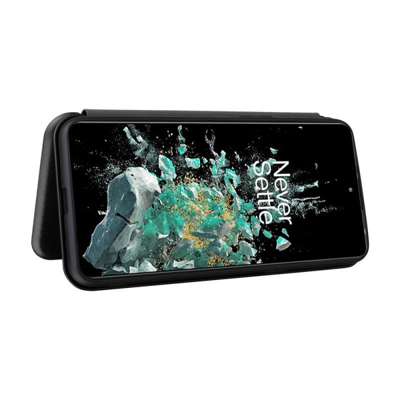 Folio Cover OnePlus 10T 5G Custodia in pelle Fibra Di Carbonio