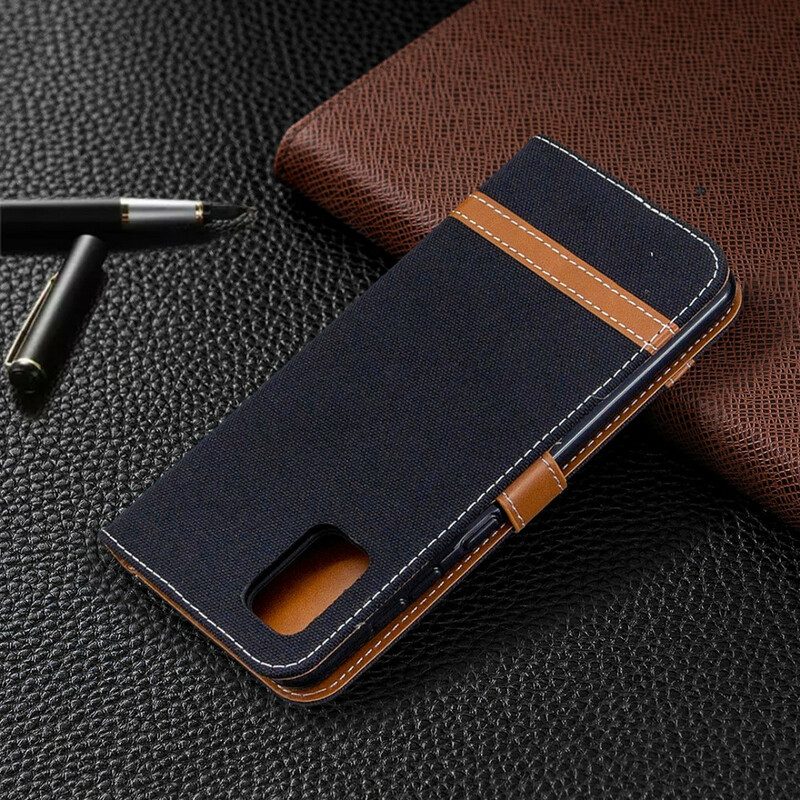 Custodia in pelle Samsung Galaxy A31 Cinturino Effetto Tessuto E Pelle