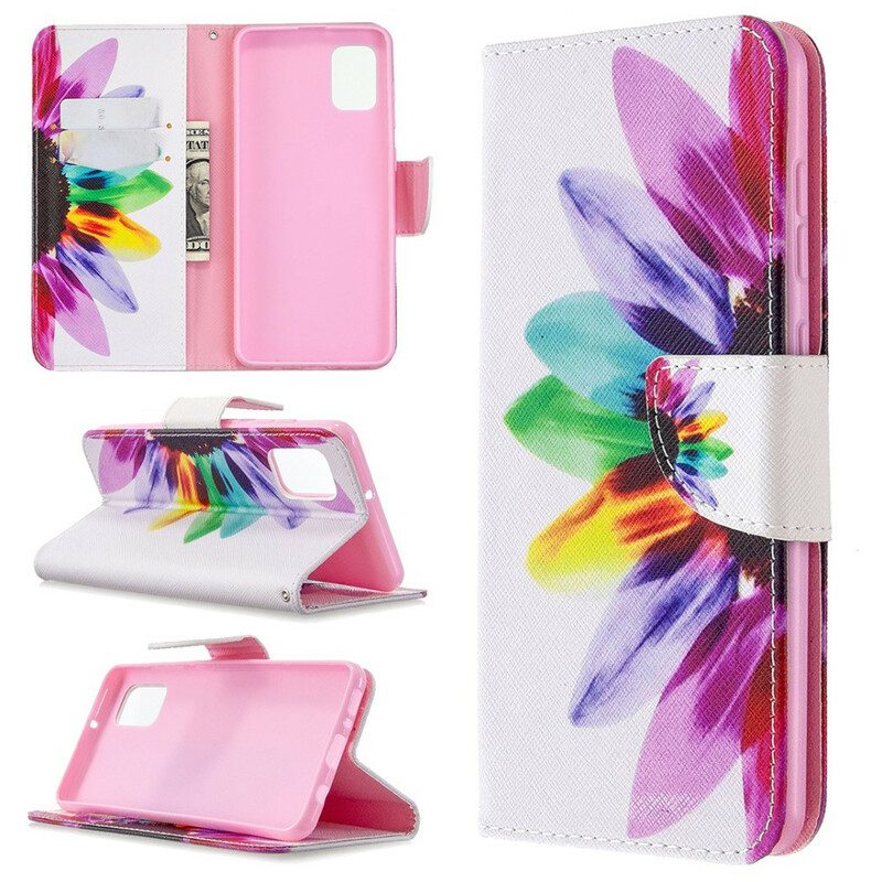 Custodia in pelle Samsung Galaxy A31 Fiore Dell'acquerello