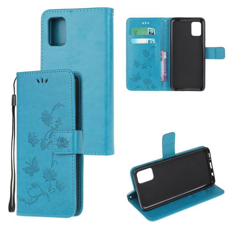 Custodia in pelle Samsung Galaxy A31 Perizoma Farfalle E Fiori