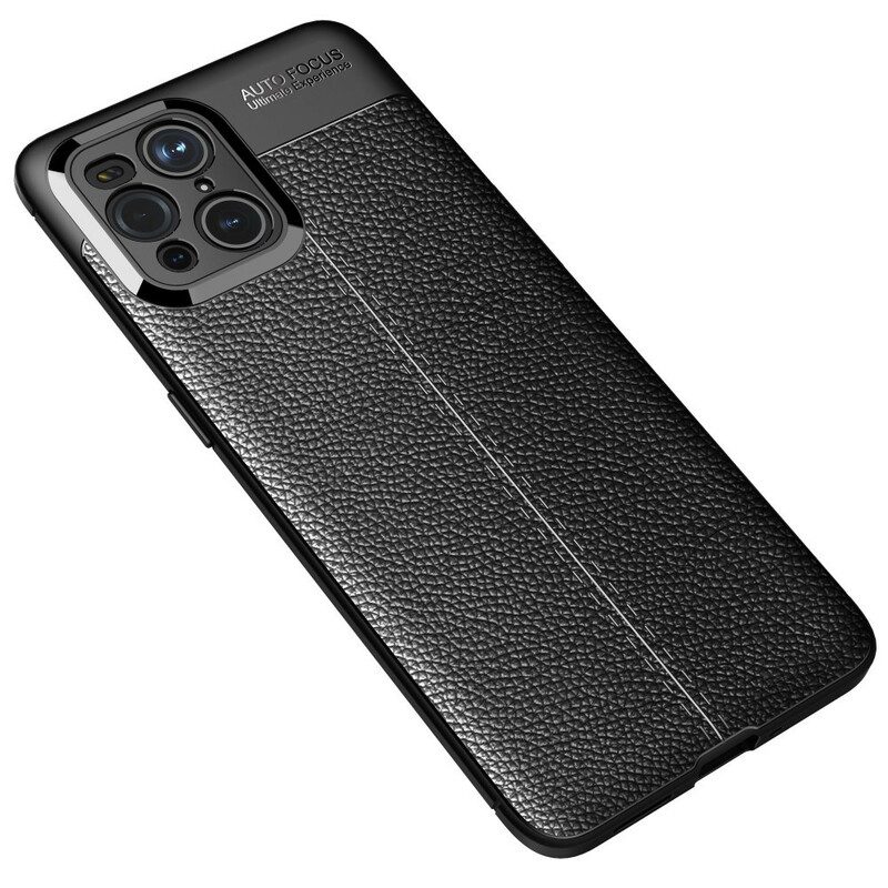 Cover Oppo Find X3 Pro Doppia Linea Litchi Effetto Pelle