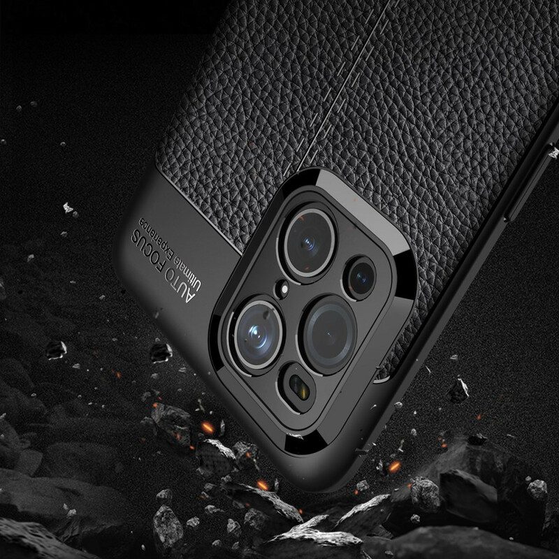 Cover Oppo Find X3 Pro Doppia Linea Litchi Effetto Pelle