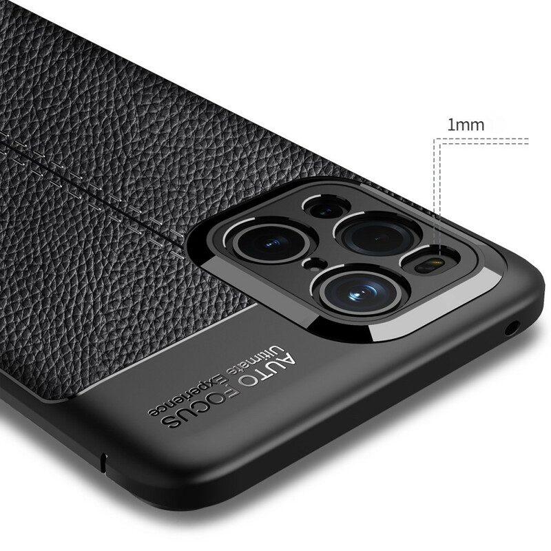 Cover Oppo Find X3 Pro Doppia Linea Litchi Effetto Pelle