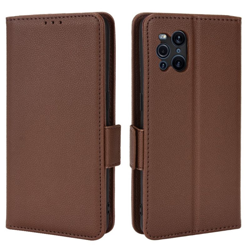 Custodia in pelle Oppo Find X3 Pro Folio Cover Flap Doppio Litchi Nuovi Colori