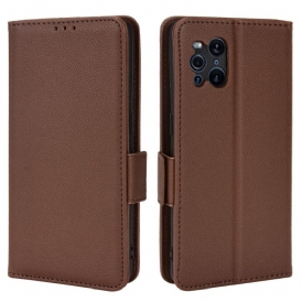 Custodia in pelle Oppo Find X3 Pro Folio Cover Flap Doppio Litchi Nuovi Colori