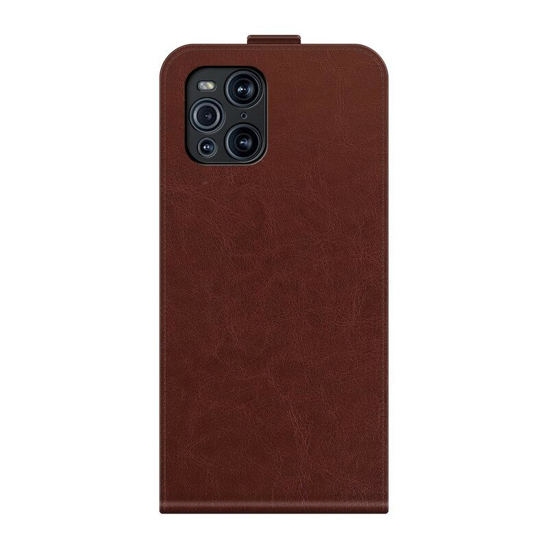 Custodia in pelle Oppo Find X3 Pro Folio Cover Patta Verticale Effetto Pelle