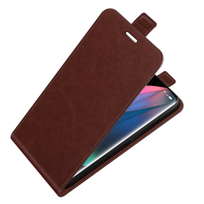 Custodia in pelle Oppo Find X3 Pro Folio Cover Patta Verticale Effetto Pelle