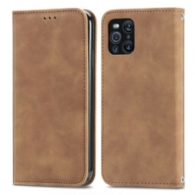 Folio Cover Oppo Find X3 Pro Custodia in pelle Ecopelle Vintage
