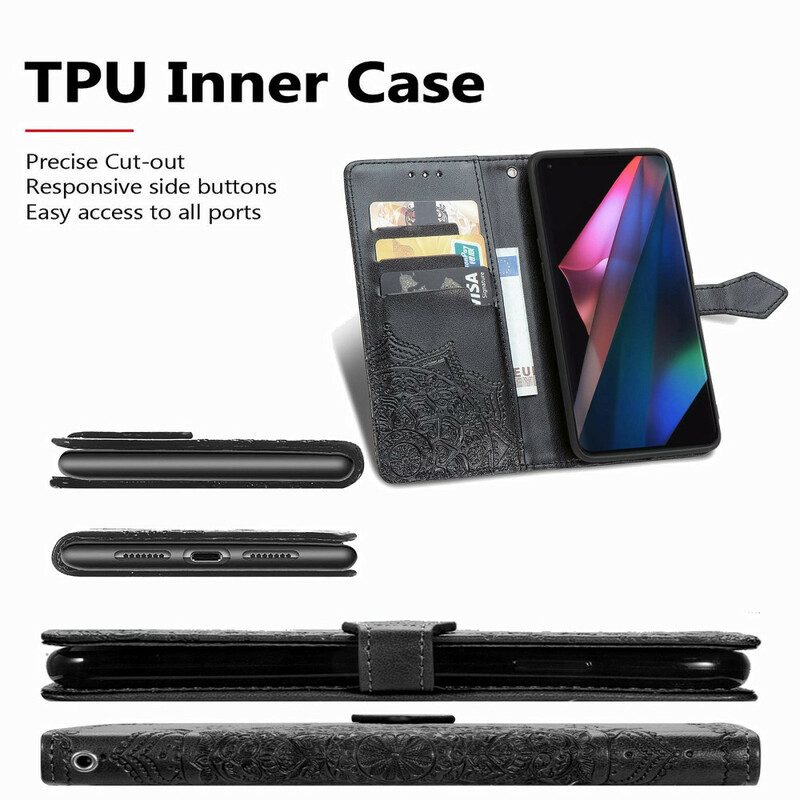 Folio Cover Oppo Find X3 Pro Mandala Medioevo