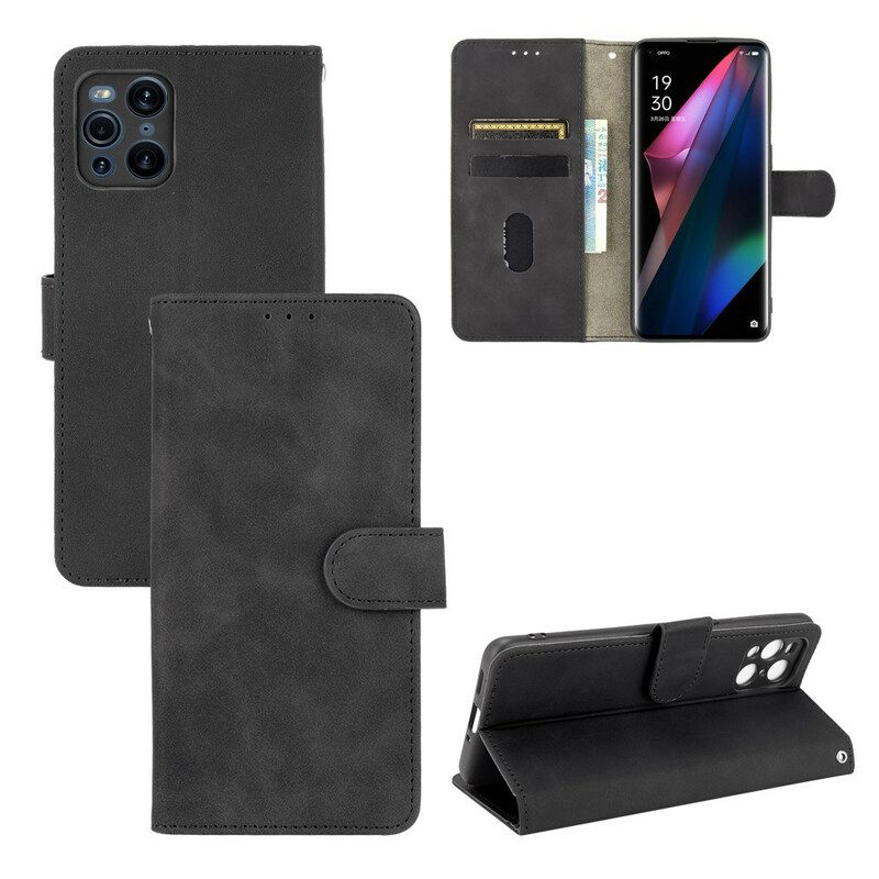 Folio Cover Oppo Find X3 Pro Tocco Di Pelle