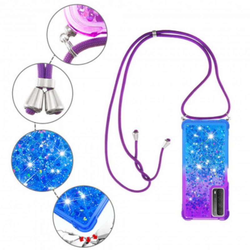 Cover Huawei P Smart 2021 Paillettes E Cordoncino In Silicone