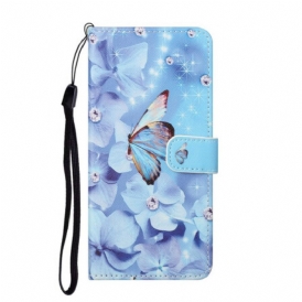Custodia A Portafoglio Huawei P Smart 2021 Farfalle Di Diamanti Strappy