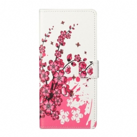Custodia in pelle Huawei P Smart 2021 Fiori Tropicali
