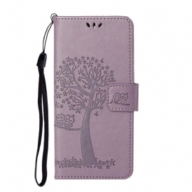Custodia in pelle Huawei P Smart 2021 Perizoma Albero E Gufi