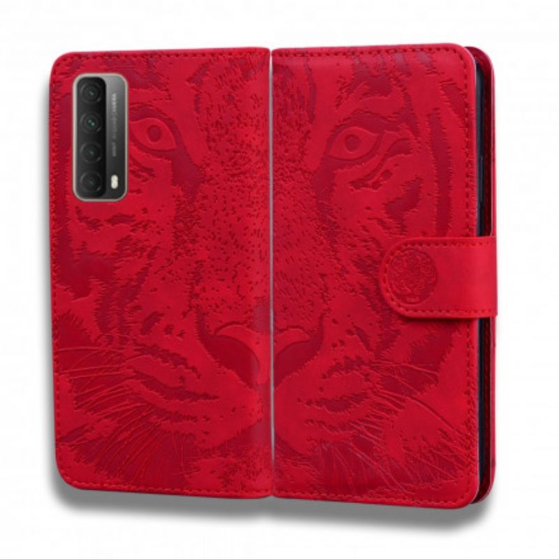Custodia in pelle Huawei P Smart 2021 Stampa Faccia Di Tigre